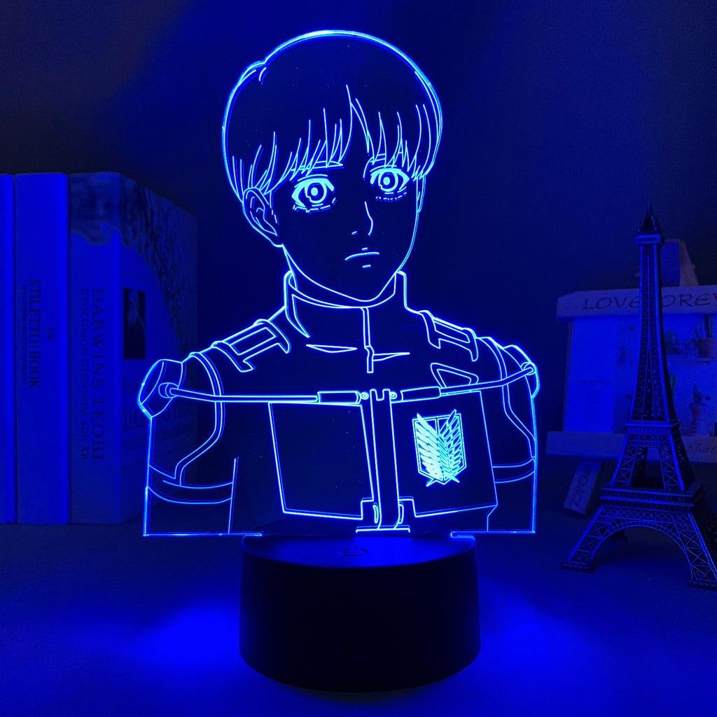 Armin Arlert Attack On Titan 3D Led Lamp LED lamp in Dark Blue, thoughtful expression showcasing his intelligence from Attack on Titan, perfect for anime fans.