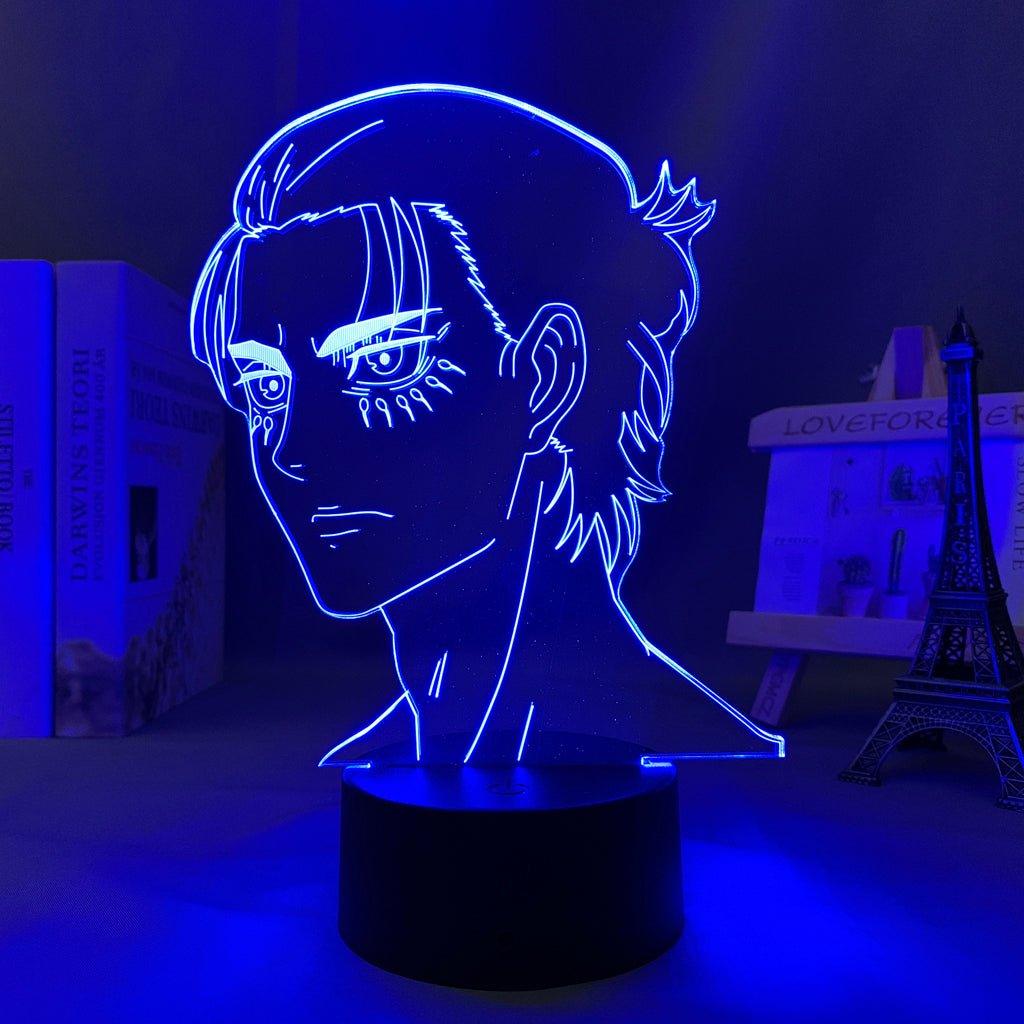 Eren Yeager Attack On Titan 3D Led Lamp LED lamp in Dark Blue, from Attack on Titan, perfect for anime fans.