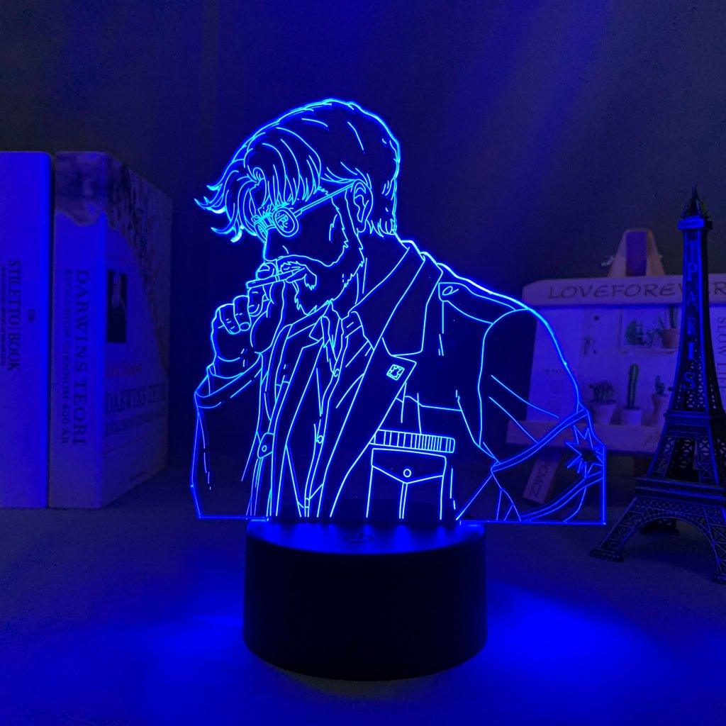 Zeke Yeager Attack On Titan 3D Led Lamp LED lamp in Dark Blue, stoic and intense pose from Attack on Titan, perfect for anime fans.