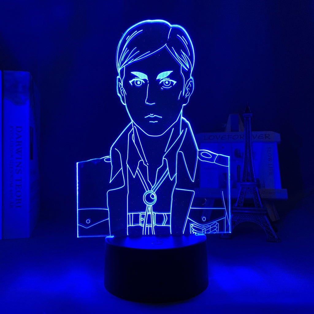 Erwin Smith Attack On Titan 3D Led Lamp LED lamp in Dark Blue, commanding and inspirational pose from Attack on Titan, perfect for anime fans.