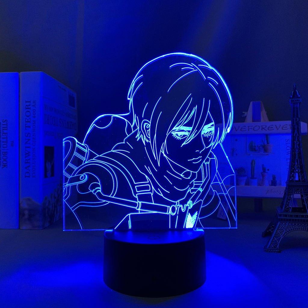 Mikasa Ackerman 2 Attack On Titan 3D Led Lamp LED lamp in Dark Blue, strong and determined pose from Attack on Titan, perfect for anime fans.