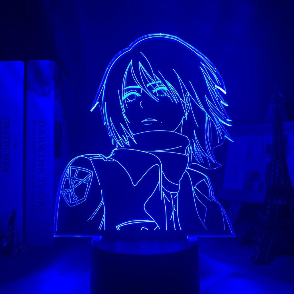 Mikasa Ackerman Attack On Titan 3D Led Lamp LED lamp in Dark Blue, from Attack on Titan, perfect for anime fans.
