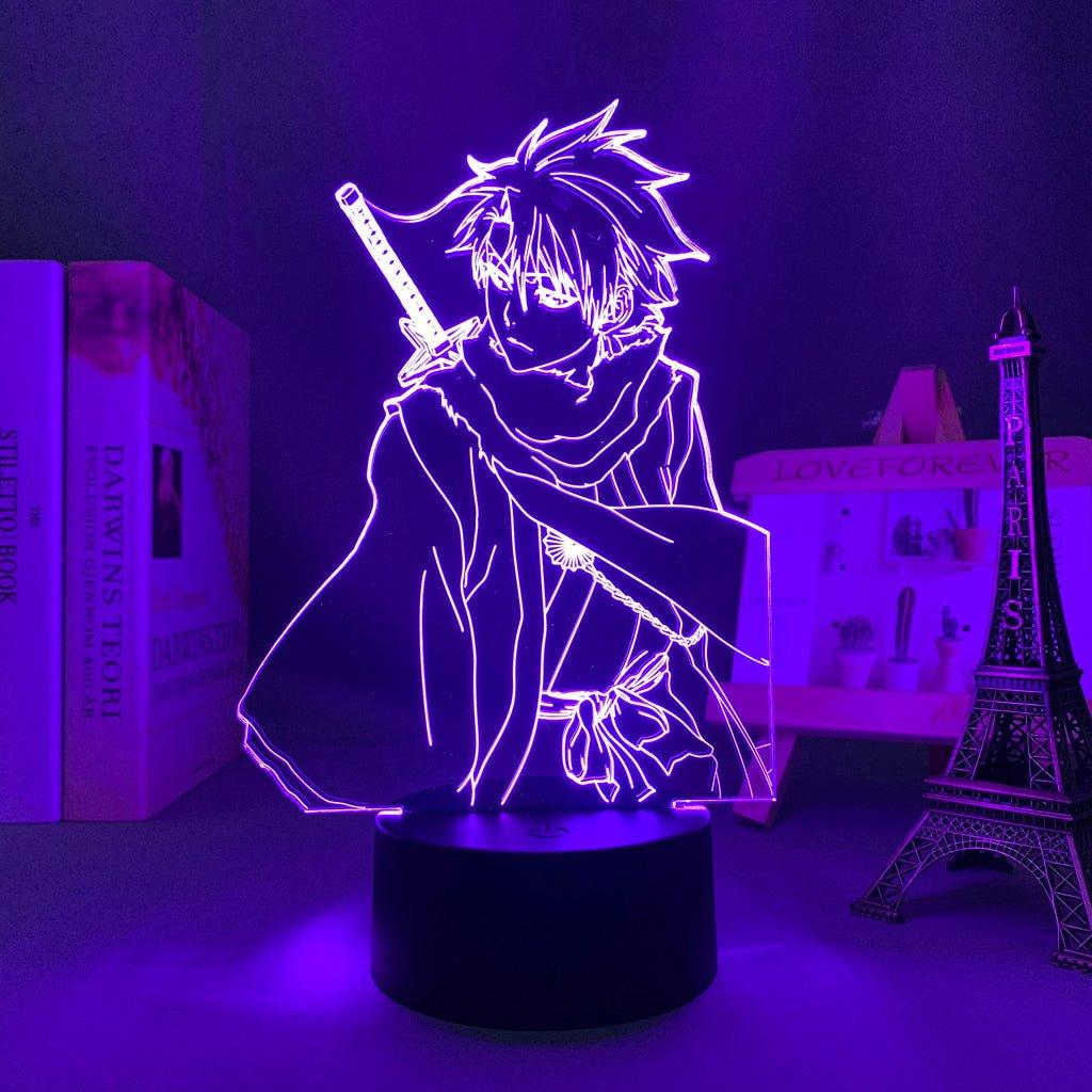 Toshiro Hitsugaya Bleach 3D Led Lamp LED lamp in Purple, focused and determined pose, representing his ice powers from Bleach, perfect for anime fans.