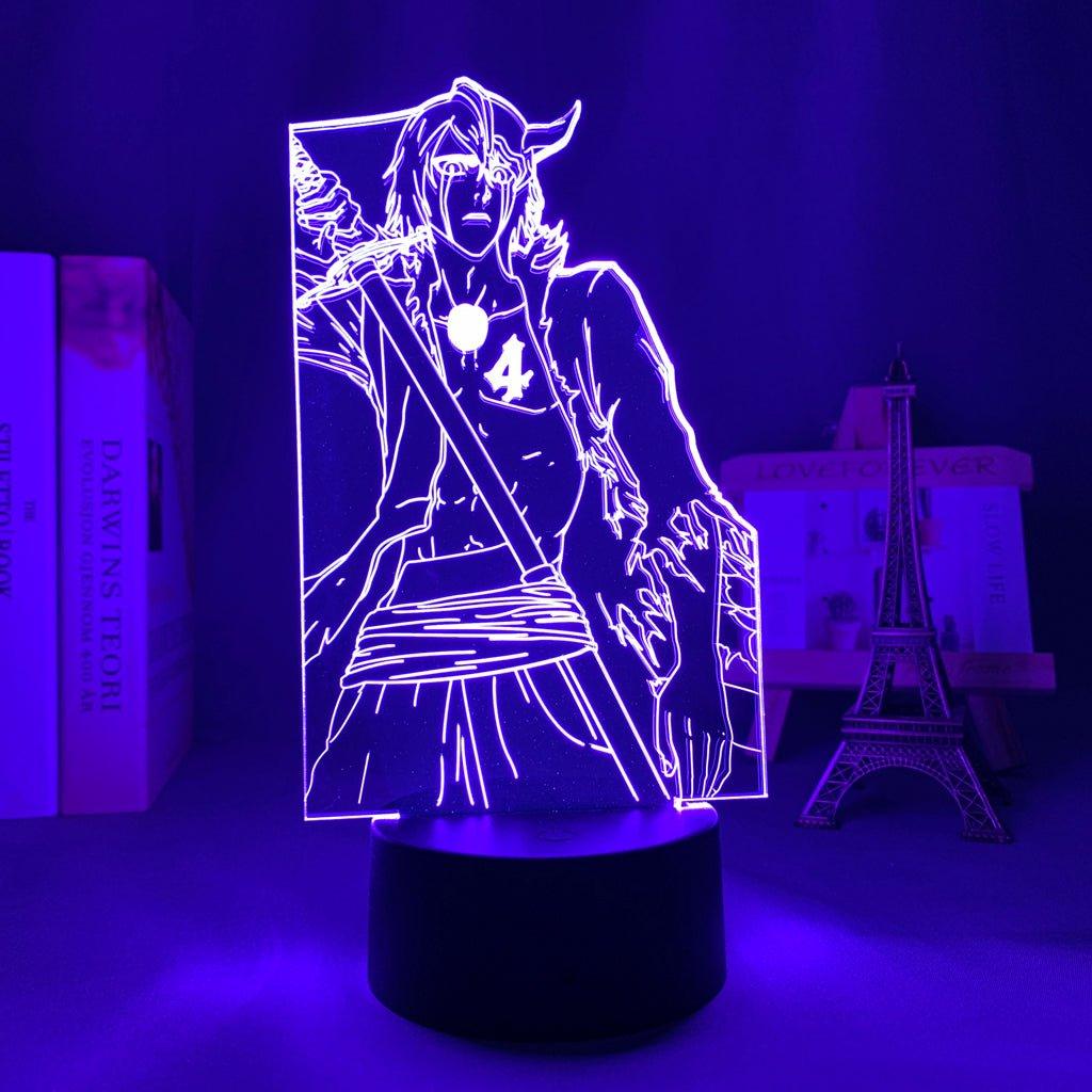 Ulquiorra Cifer Bleach 3D Led Lamp LED lamp in Purple, stoic and calculating expression, embodying his calm demeanor from Bleach, perfect for anime fans.