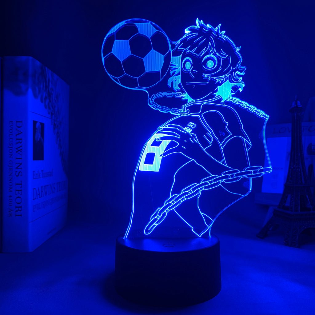 Bachira Meguru Blue Lock 3D Led Lamp LED lamp in Dark Blue, playful and unpredictable expression, showcasing his agility from Blue Lock, perfect for anime fans.