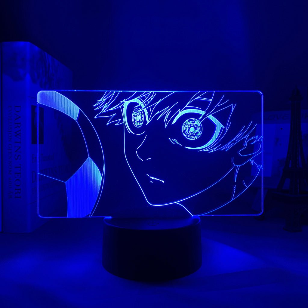 Isagi Yoichi Blue Lock 3D Led Lamp LED lamp in Dark Blue, driven and ambitious, showcasing his growth and vision on the field from Blue Lock, perfect for anime fans.