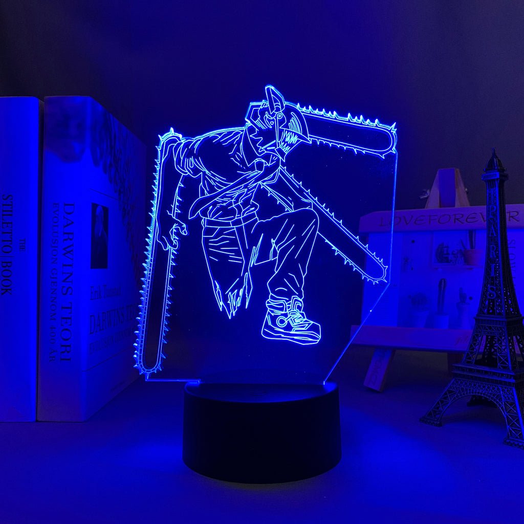Denji Chainsaw Man LED lamp in Dark Blue, fierce and relentless, embracing his chainsaw transformation from Chainsaw Man, perfect for anime fans.