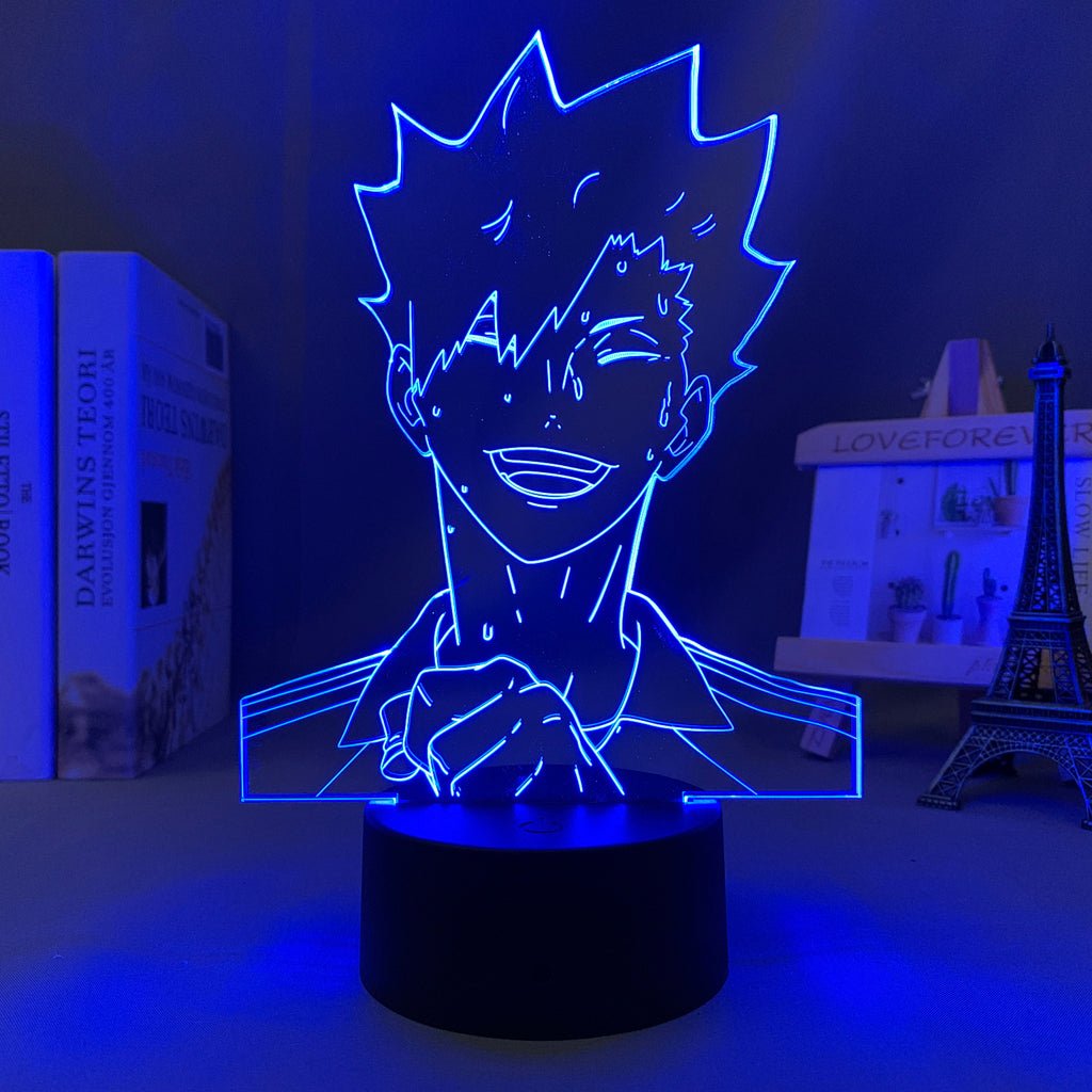 Kuroo Tetsuro LED lamp in Dark Blue, dynamic and intense pose from Haikyuu, perfect for anime fans.