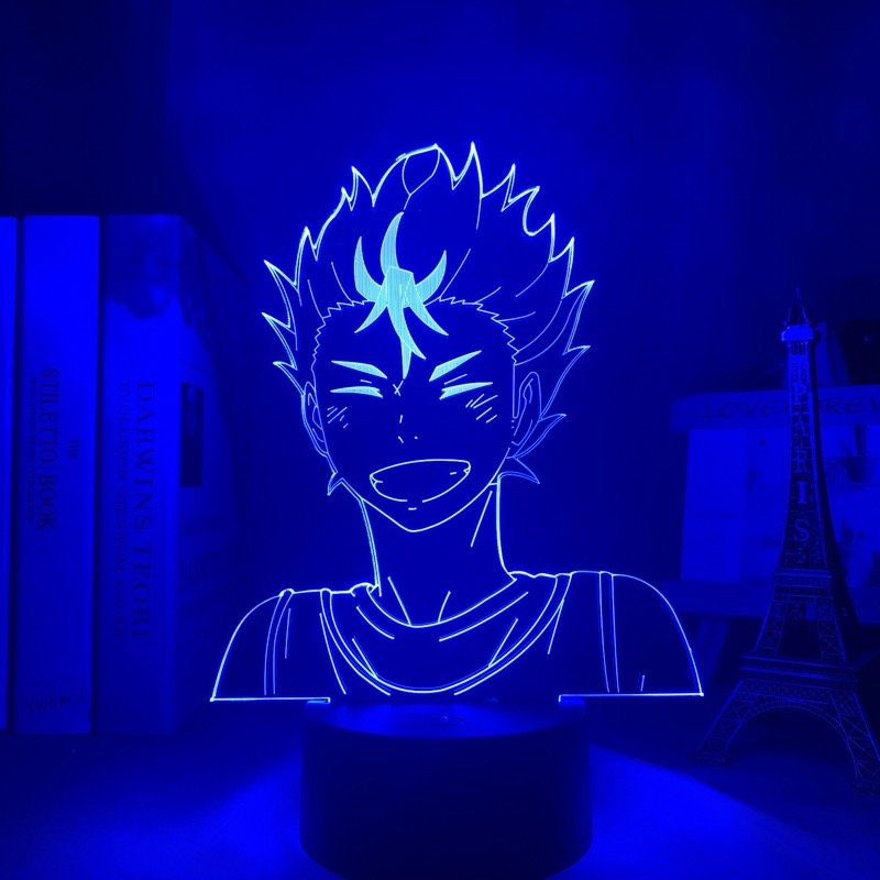 Nishinoya Yu LED lamp in Dark Blue, dynamic and intense pose from Haikyuu, perfect for anime fans.