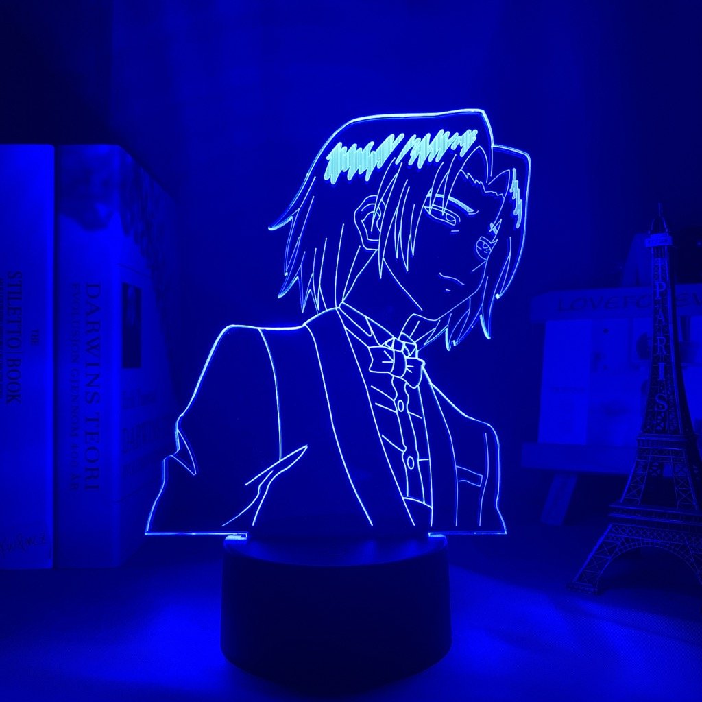 Feitan Portor LED lamp in Dark Blue, cold and ruthless, showcasing his dangerous and deadly skills as an assassin from Hunter x Hunter, perfect for anime fans.