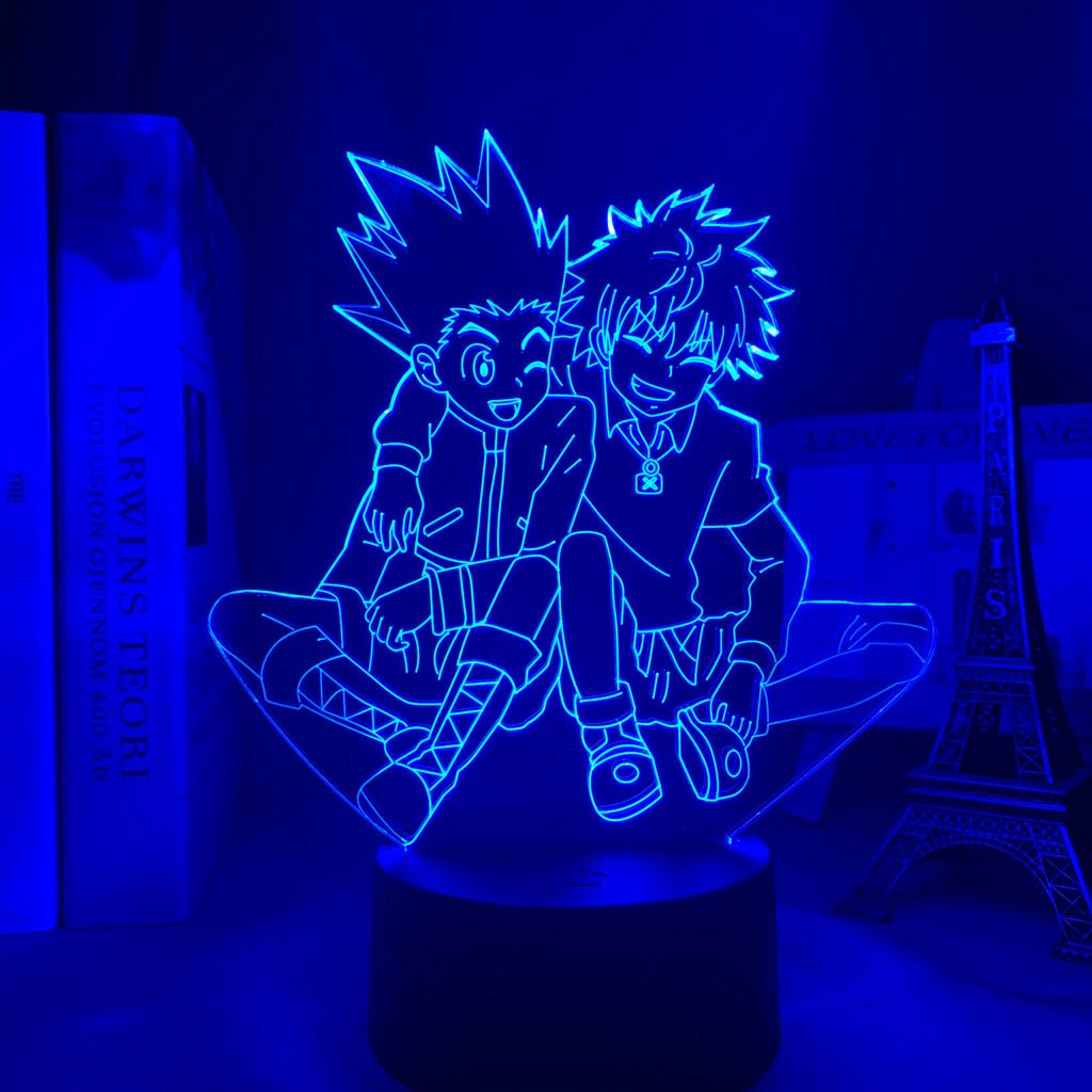 Gon Killua LED lamp in Dark Blue, strong and supportive, showcasing their deep bond as best friends from Hunter x Hunter, perfect for anime fans.