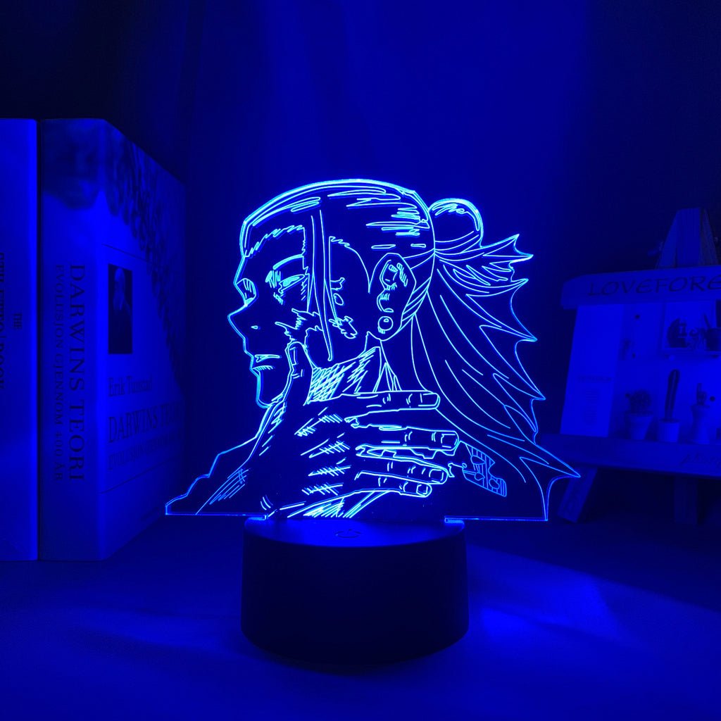 Suguru Geto Jujutsu Kaisen 3D LED Lamp in dark blue, depicting the calm and calculating villain, a perfect addition to any Jujutsu Kaisen collection.