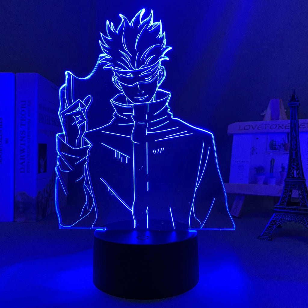 Satoru Gojo I Jujutsu Kaisen 3D LED Lamp in purple, showcasing the limitless power of Gojo, ideal for fans who admire the most powerful sorcerer in Jujutsu Kaisen.