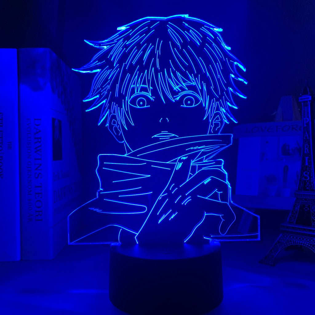 Satoru Gojo Infinite Void Jujutsu Kaisen 3D LED Lamp in dark blue, highlighting Gojo’s incredible abilities, a must-have for anime fans who love all things powerful.