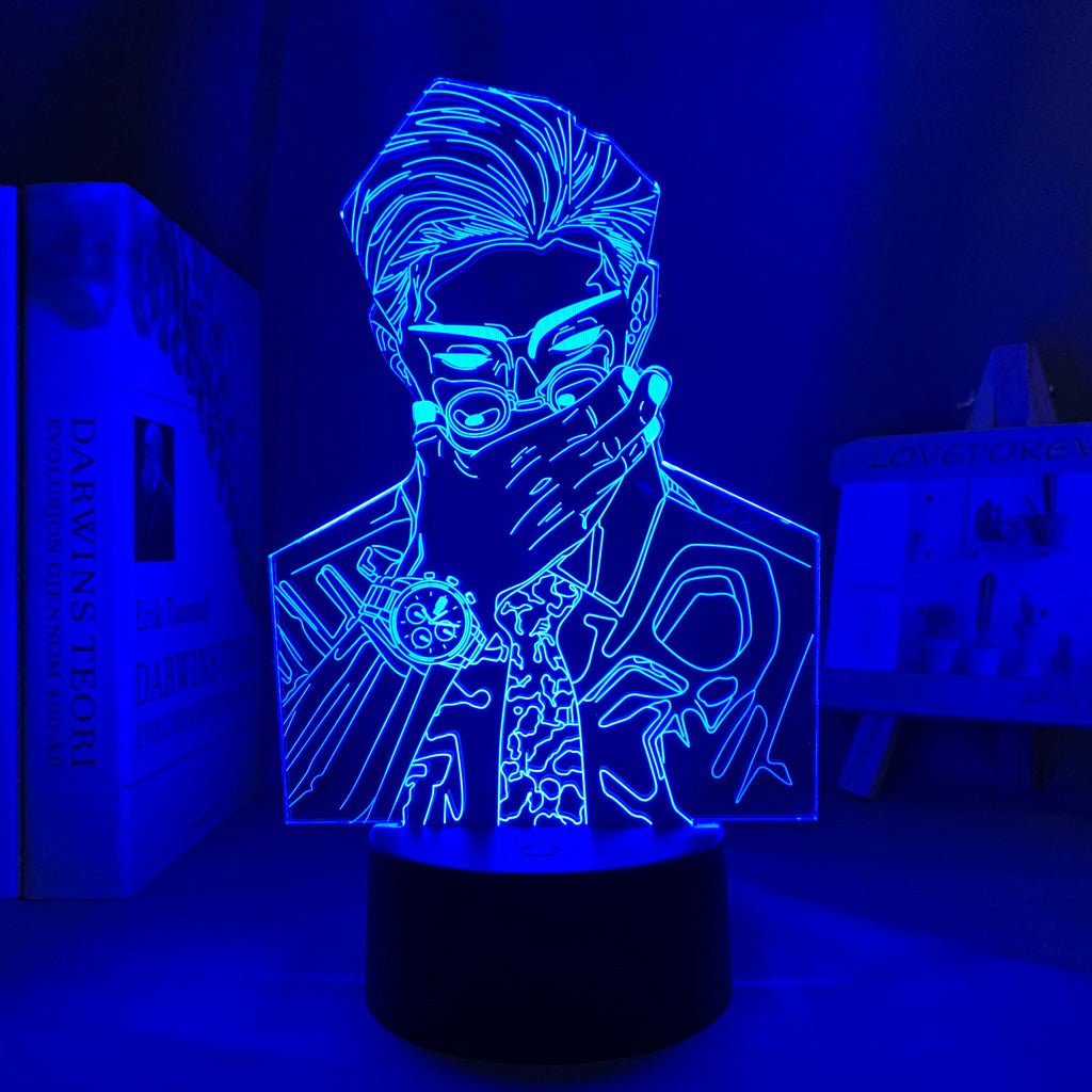 Kento Nanami Jujutsu Kaisen 3D LED Lamp in Dark Blue, showcasing the character in a dynamic pose from Jujutsu Kaisen, perfect for anime fans.