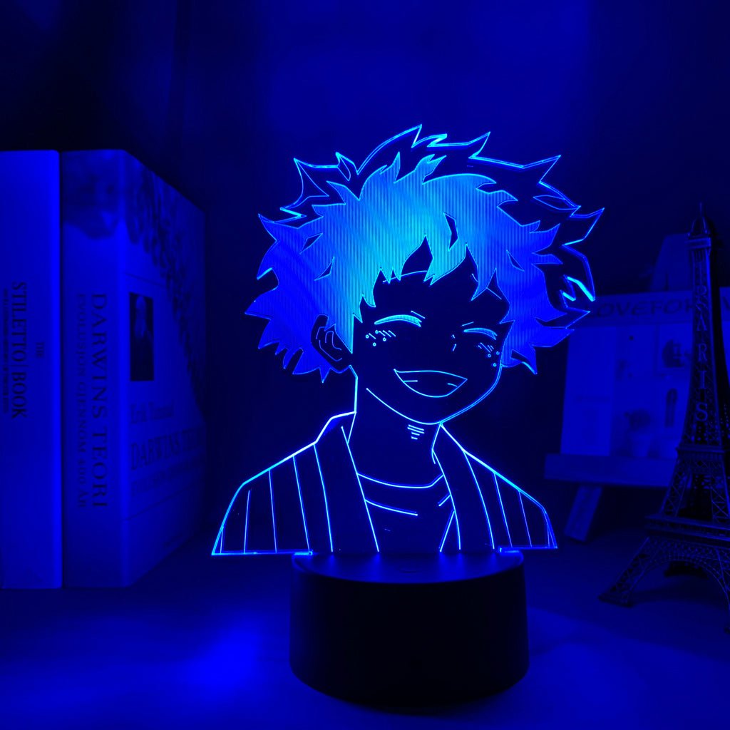 Izuku Midoriya My Hero Academia 3D Led Lamp LED lamp in Dark Blue, dynamic and intense pose from My Hero Academia, perfect for anime fans.