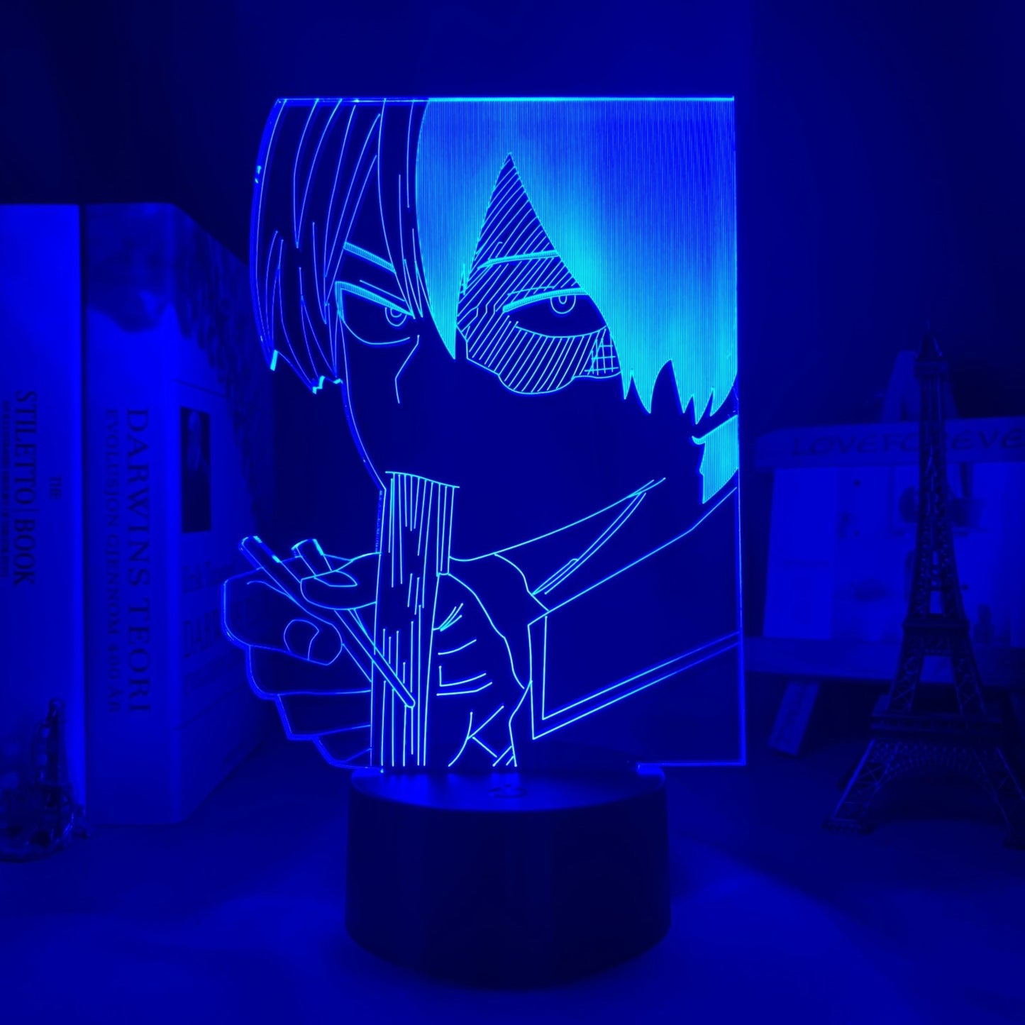Shoto Todoroki Soba My Hero Academia 3D Led Lamp LED lamp in Dark Blue, dynamic and intense pose from My Hero Academia, perfect for anime fans.