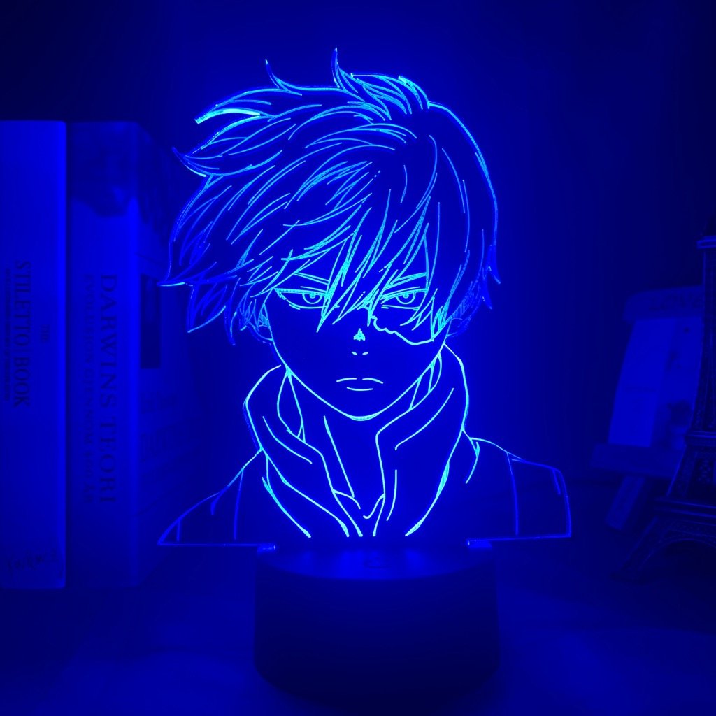 Shoto Todoroki My Hero Academia 3D Led Lamp LED lamp in Dark Blue, dynamic and intense pose from My Hero Academia, perfect for anime fans.