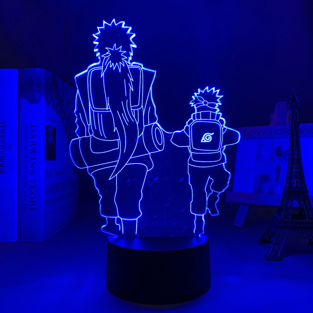 Naruto Jiraiya LED lamp in Dark Blue, dynamic and intense pose from Naruto, perfect for anime fans.