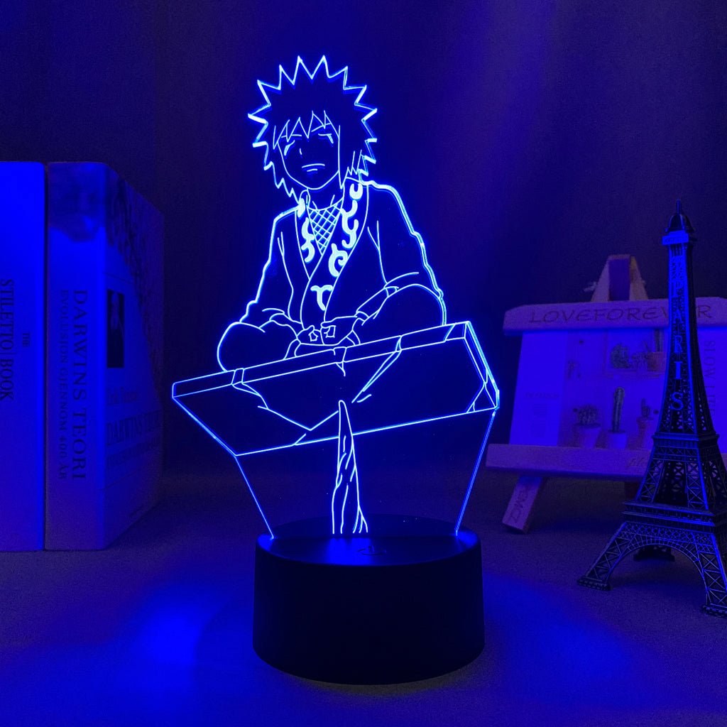 Young Jiraiya LED lamp in Dark Blue, dynamic and intense pose from Naruto, perfect for anime fans.
