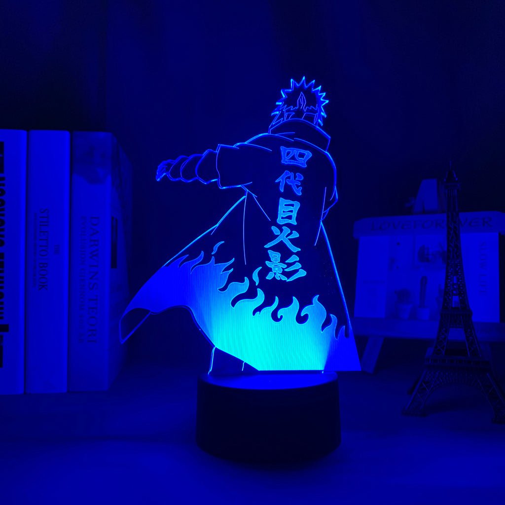 Minato Namikaze LED lamp in Dark Blue, dynamic and intense pose from Naruto, perfect for anime fans.