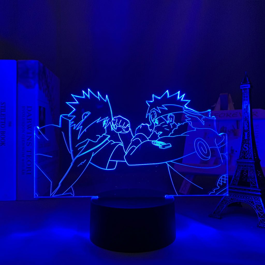 Naruto Vs Sasuke LED lamp in Dark Blue, dynamic and intense pose from Naruto, perfect for anime fans.