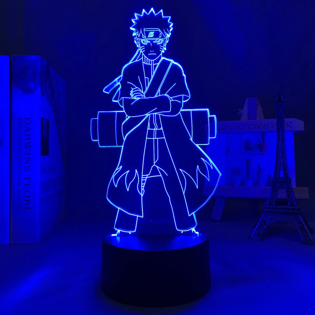 Naruto Uzumaki LED lamp in Dark Blue, dynamic and intense pose from Naruto, perfect for anime fans.