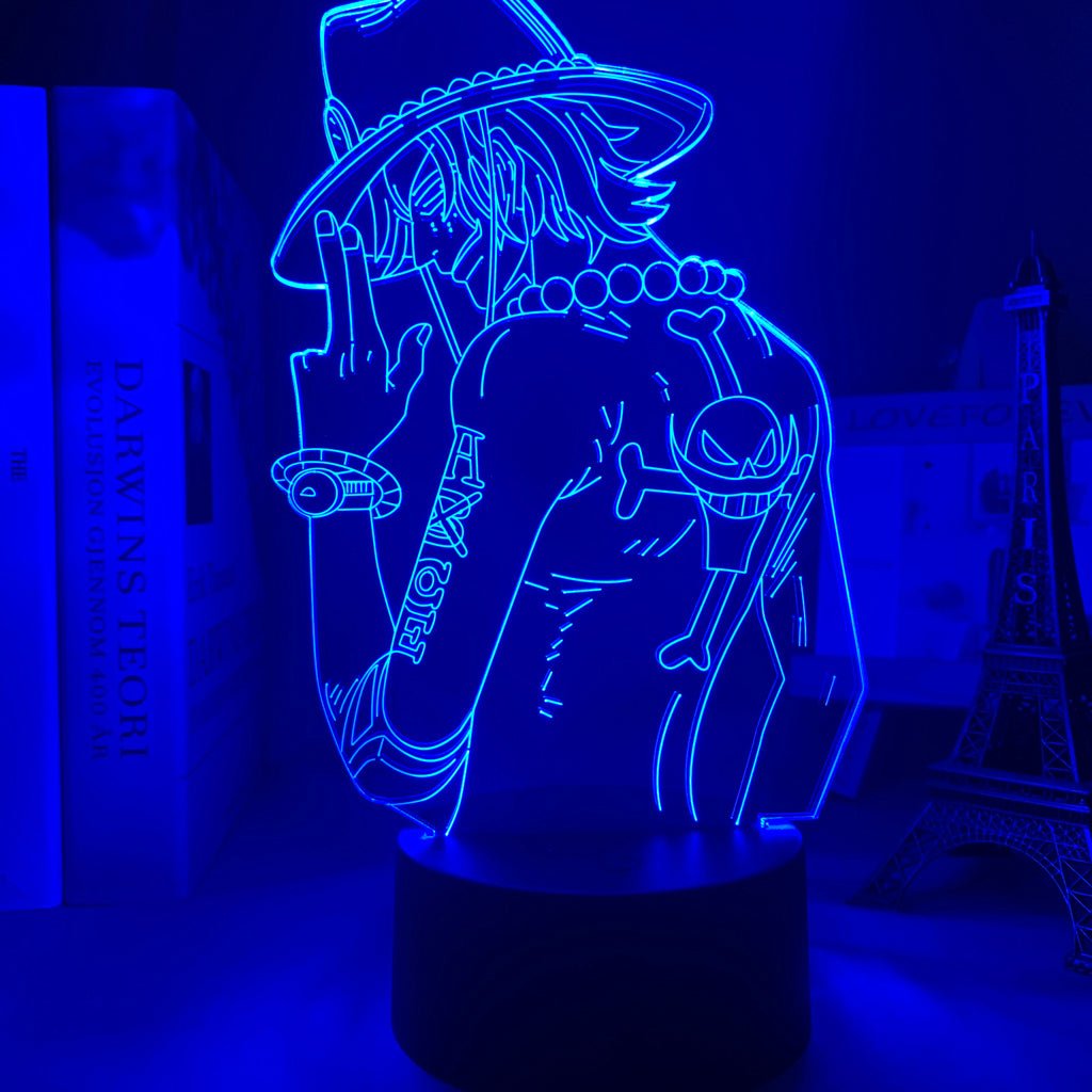 Ace LED lamp in Dark Blue, adventurous and passionate, showcasing his fiery spirit and dedication to his crew from One Piece, perfect for anime fans.