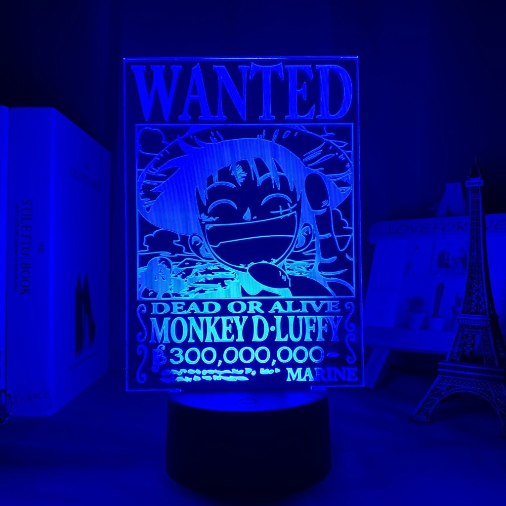 Luffy Bounty LED lamp in Dark Blue, cheerful and determined, representing his unshakeable resolve to be the Pirate King from One Piece, perfect for anime fans.