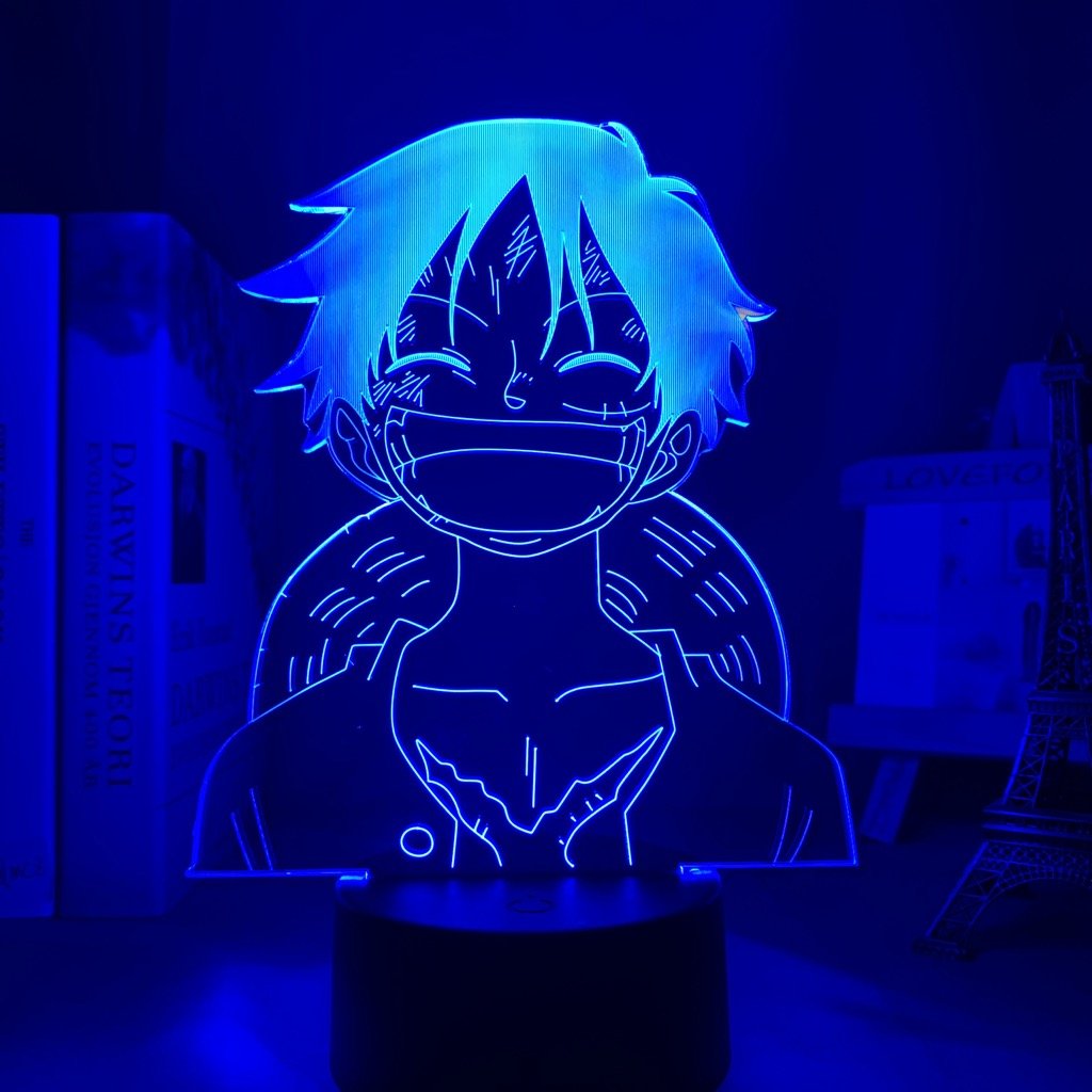 Luffy LED lamp in Dark Blue, cheerful and determined, representing his unshakeable resolve to be the Pirate King from One Piece, perfect for anime fans.