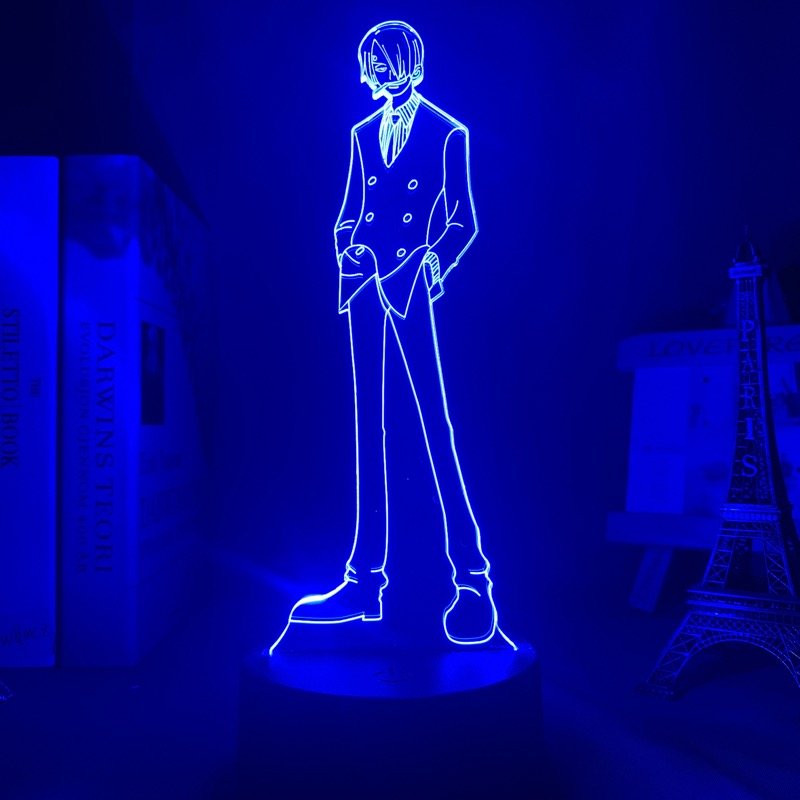 Sanji LED lamp in Dark Blue, charming and confident, showcasing his culinary skills and devotion to his crew from One Piece, perfect for anime fans.