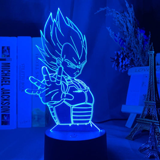 Vegeta LED lamp in Red, intense and proud, showcasing his warrior spirit and pride from Dragon Ball Z, perfect for anime fans.
