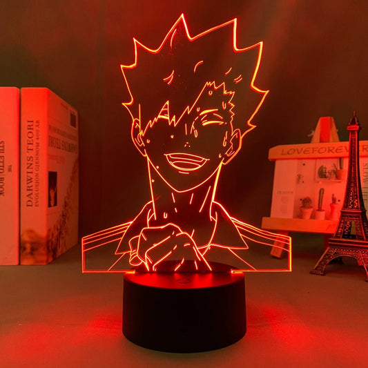 Kuroo Tetsuro LED lamp in Red, dynamic and intense pose from Haikyuu, perfect for anime fans.