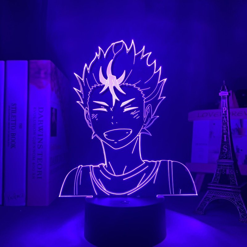 Nishinoya Yu LED lamp in Purple, dynamic and intense pose from Haikyuu, perfect for anime fans.