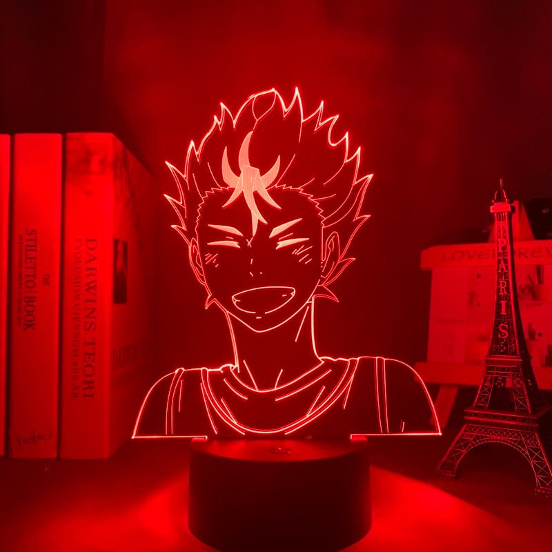 Nishinoya Yu LED lamp in Red, dynamic and intense pose from Haikyuu, perfect for anime fans.