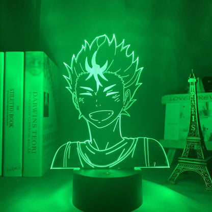 Nishinoya Yu LED lamp in Green, dynamic and intense pose from Haikyuu, perfect for anime fans.