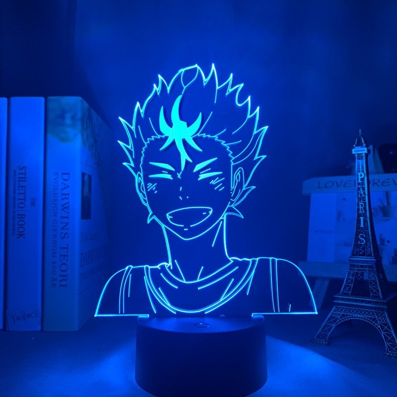 Nishinoya Yu LED lamp in Light Blue, dynamic and intense pose from Haikyuu, perfect for anime fans.