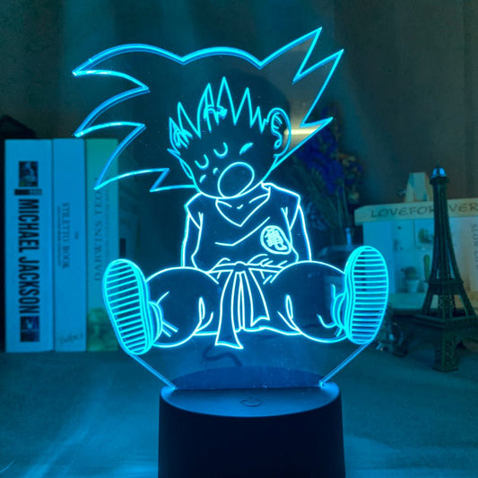 Baby Goku LED lamp in Purple, cute pose from Dragon Ball Z, perfect for anime fans.