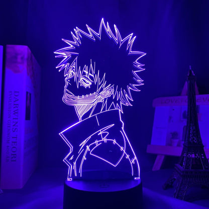 Dabi My Hero Academia 3D Led Lamp LED lamp in Purple, cold and calculating, representing his ruthless attitude and complex background from My Hero Academia, perfect for anime fans.