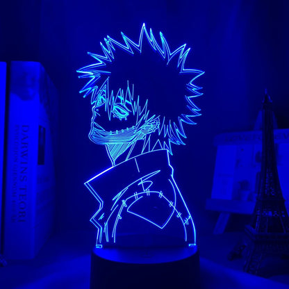 Dabi My Hero Academia 3D Led Lamp LED lamp in Dark Blue, cold and calculating, representing his ruthless attitude and complex background from My Hero Academia, perfect for anime fans.