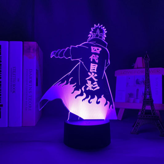 Minato Namikaze LED lamp in Purple, dynamic and intense pose from Naruto, perfect for anime fans.