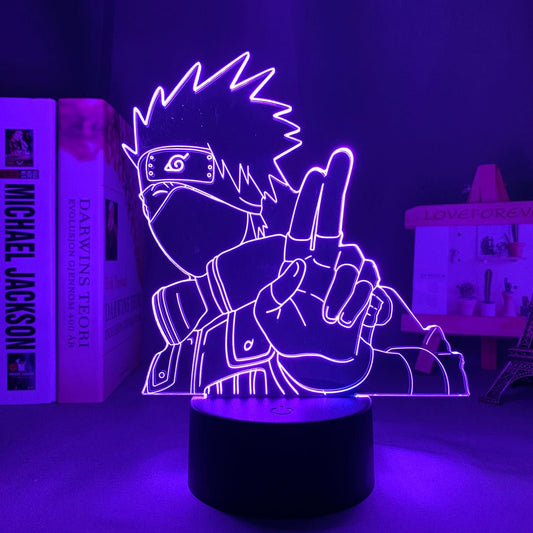 Kakashi Hatake LED lamp in Purple, dynamic and intense pose from Naruto, perfect for anime fans.